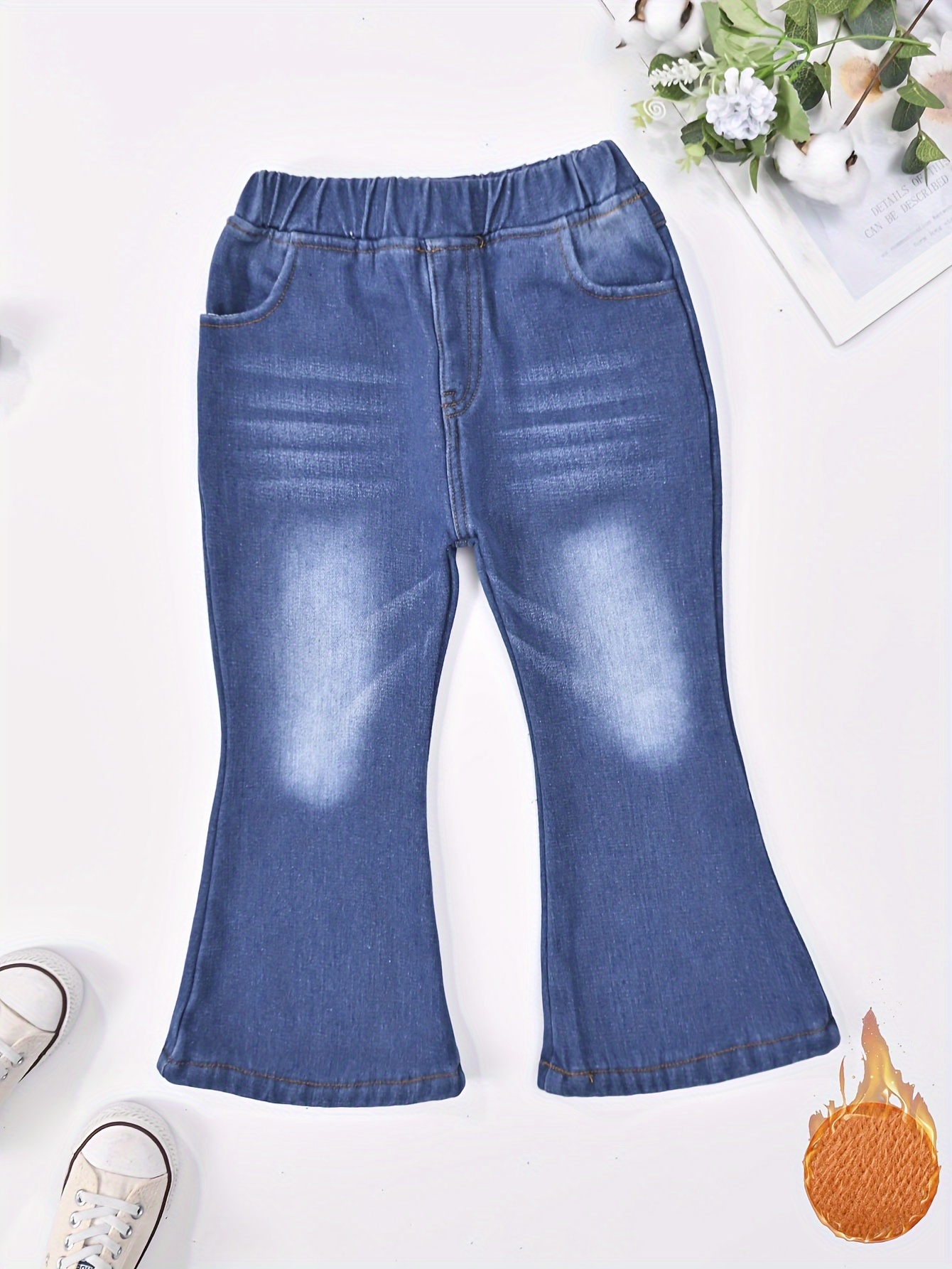 Jeans Teen Girls Winter Jeans Fleece Thick Warm Loose Wide Leg Pants  Children Casual All Match Fashion Teenage School Kids Trousers 231204 From  23,29 €