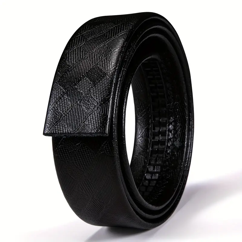 Black 1pc Large Belt, Men's Size Fashion Casual High Quality Genuine Leather Belt for, Christmas Styling & Gift,Temu