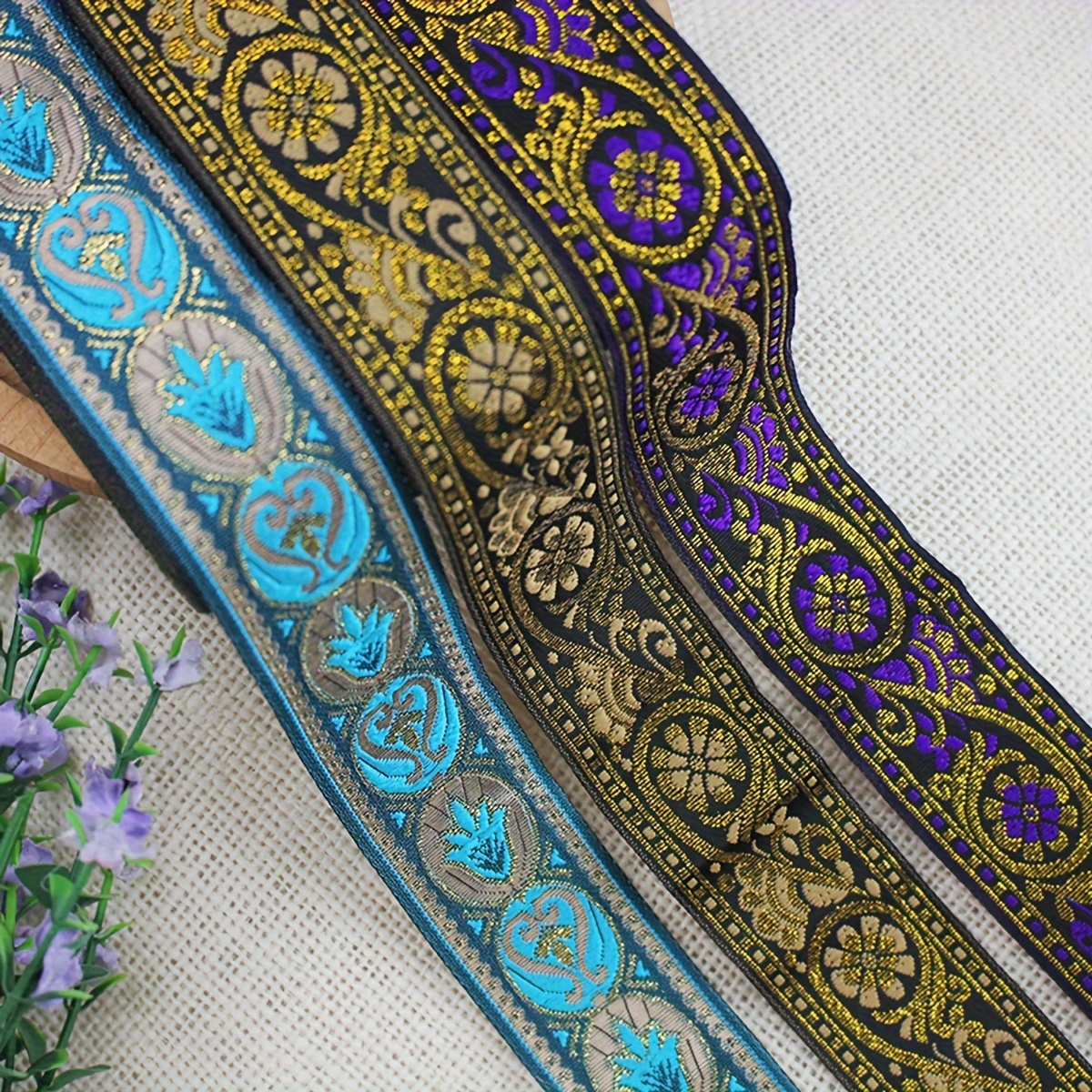 

6.8m 3.3cm Wide Ethnic Style Webbing Characteristic Clothing Decoration Hand Sewing Accessories 100% Polyester Eid Al-adha Mubarak