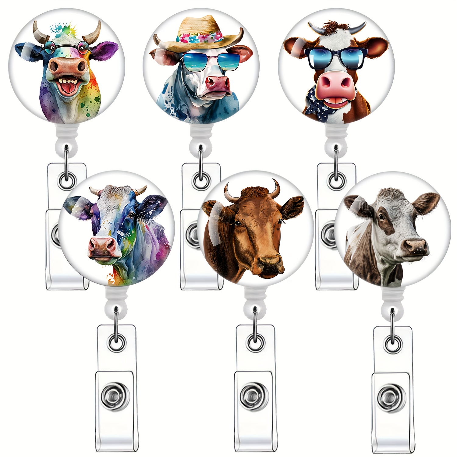 3 Pieces Cow Badge Reel Retractable Badge Reels with Swivel Clip Cute Cow  Nurse Badge Reel for Doctor Nurse Office School Worker