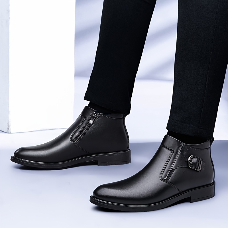 Black Leather Formal Ankle Zipped Chelsea Boots