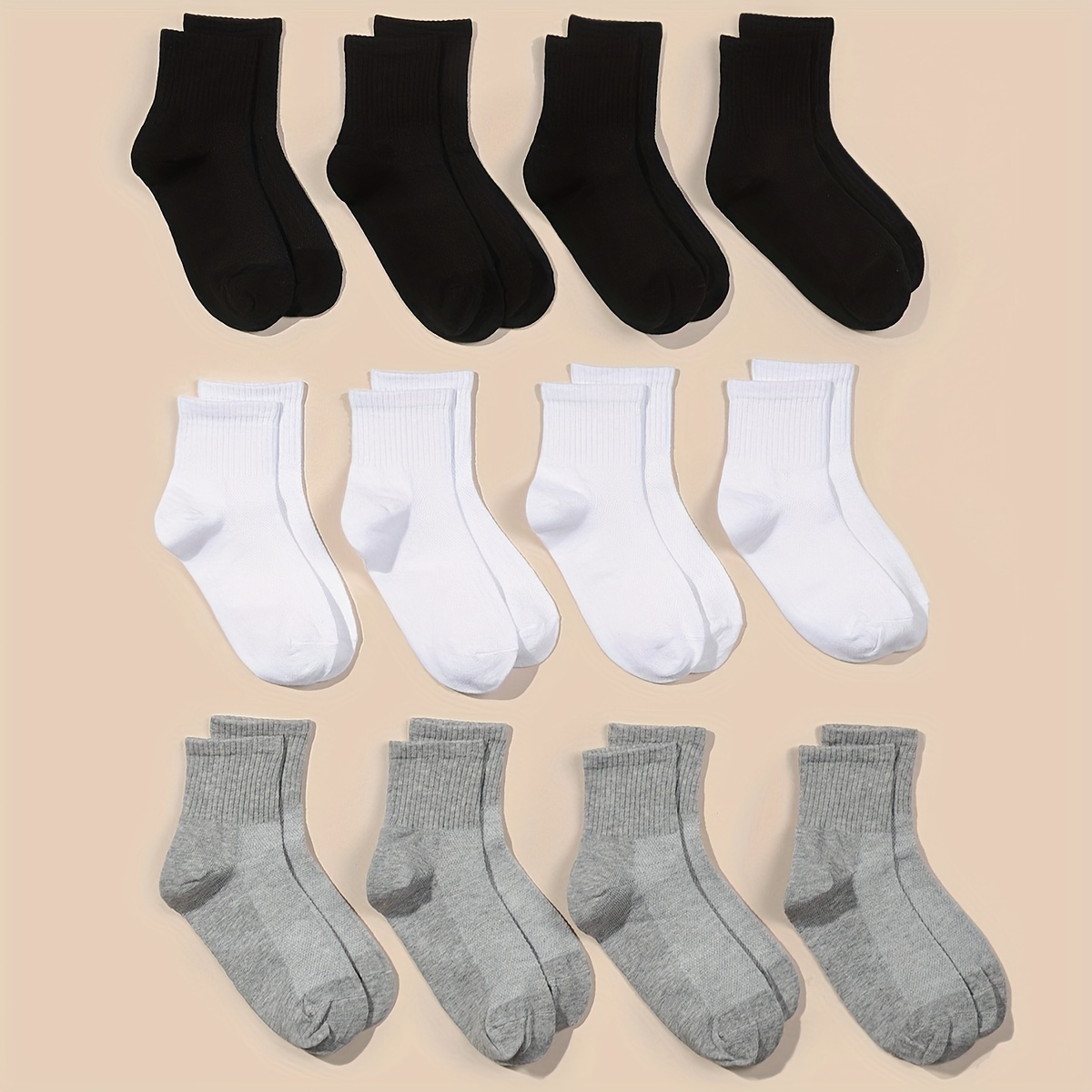 12pairs Boys Girls Casual Plain Color Crew Socks, Breathable Soft Comfy  Crew Socks, Children's Socks For Daily Wear