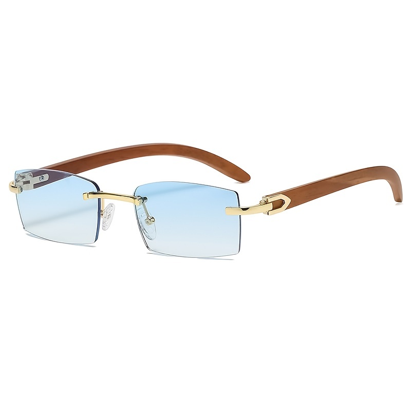 Punk Rimless Rectangle Sunglasses Vintage Small Frame Sun Glasses