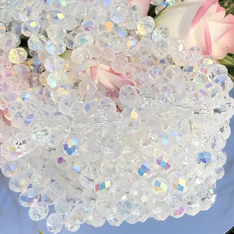 60-120pcs Sparkling Clear Faceted Crystal Glass Beads Bulk Spacer Beads For  Jewelry Making DIY Artificial Elegant Bracelet Necklace Handmade Craft Sup