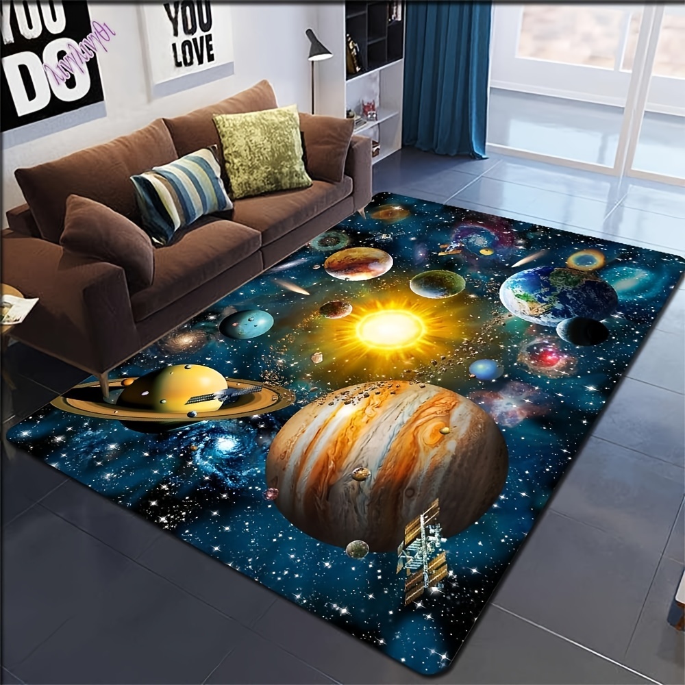 Autocollants de décoration murale 3D Space Galaxy, décalcomanies de sol en vinyle  imperméables amovibles de planète
