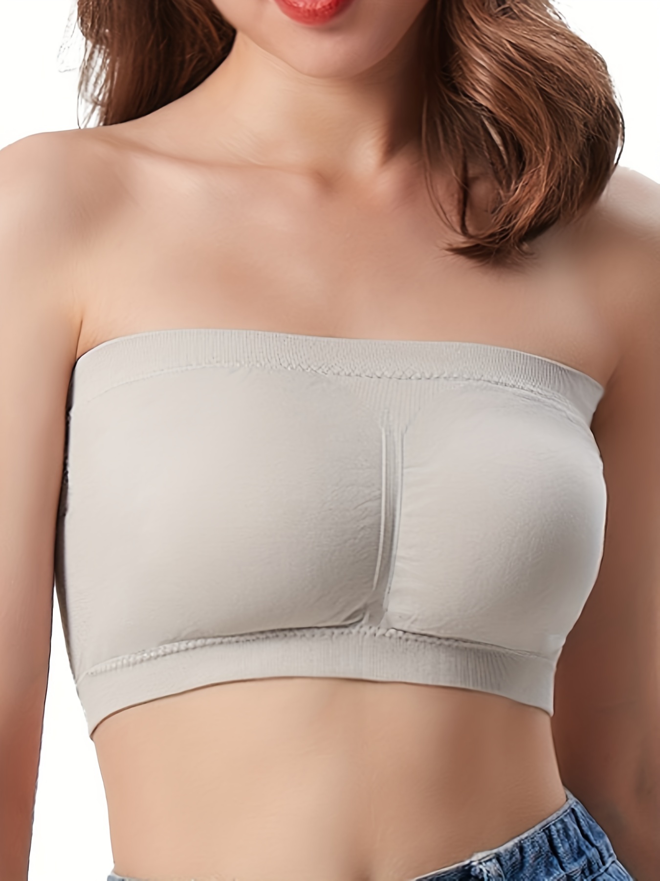 Two Womens Bandeau Tube Top Seamless Bra Removable Pads Strapless
