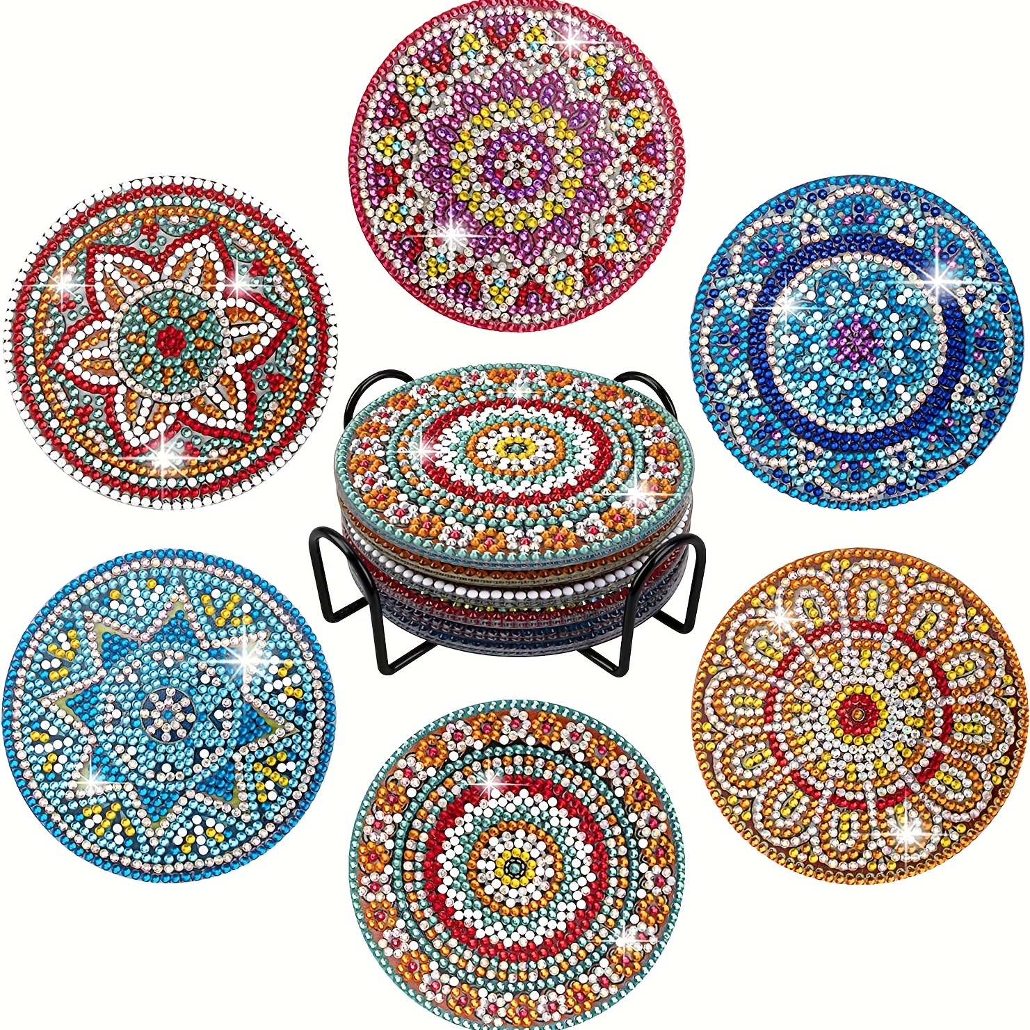 8 Pcs Valentine's Day Diamond Painting Coasters Diamond Art Coasters DIY  Coasters Diamond Painting Kits for Beginner Adults Kids Table Home