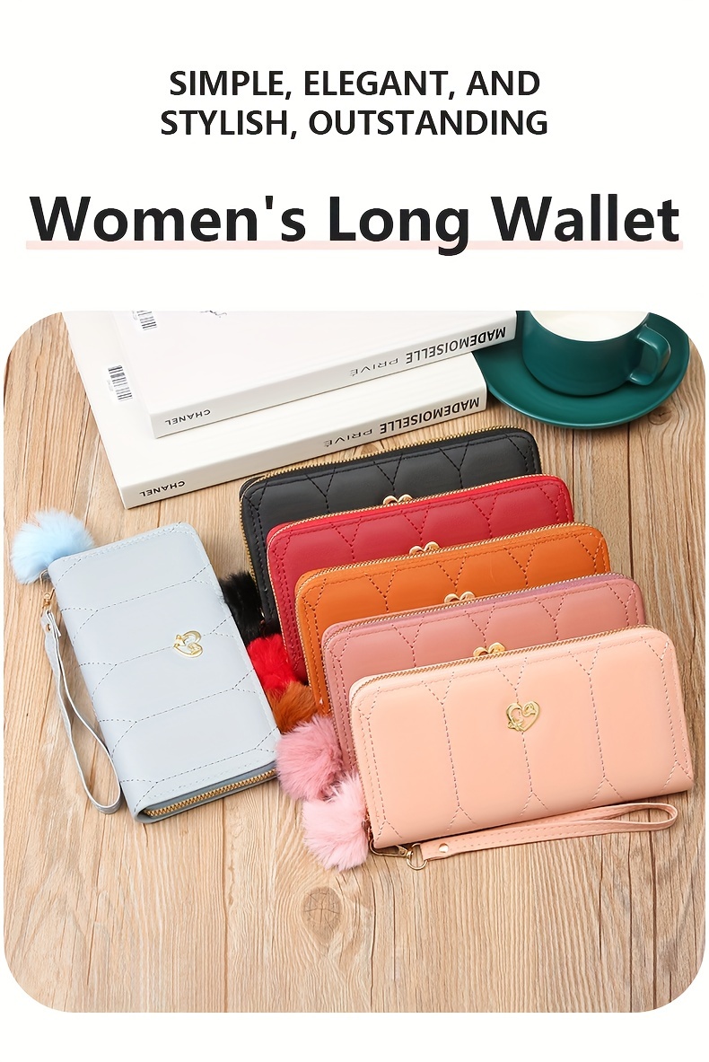 Women's Long Style Heart Decoration Wallet