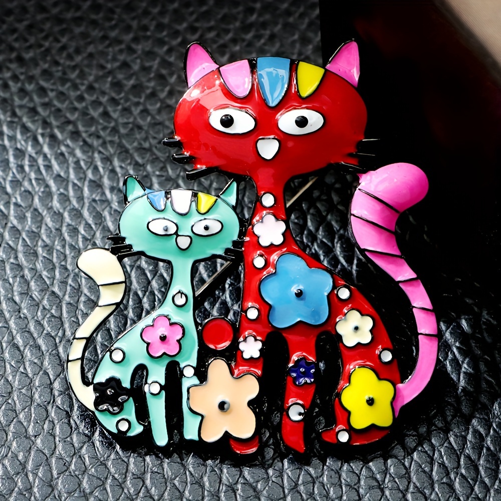 

1pc Dropping Oil Lovely Cat Shaped Brooch Vintage Style Animal Theme Alloy Brooch For Women Daily Wear