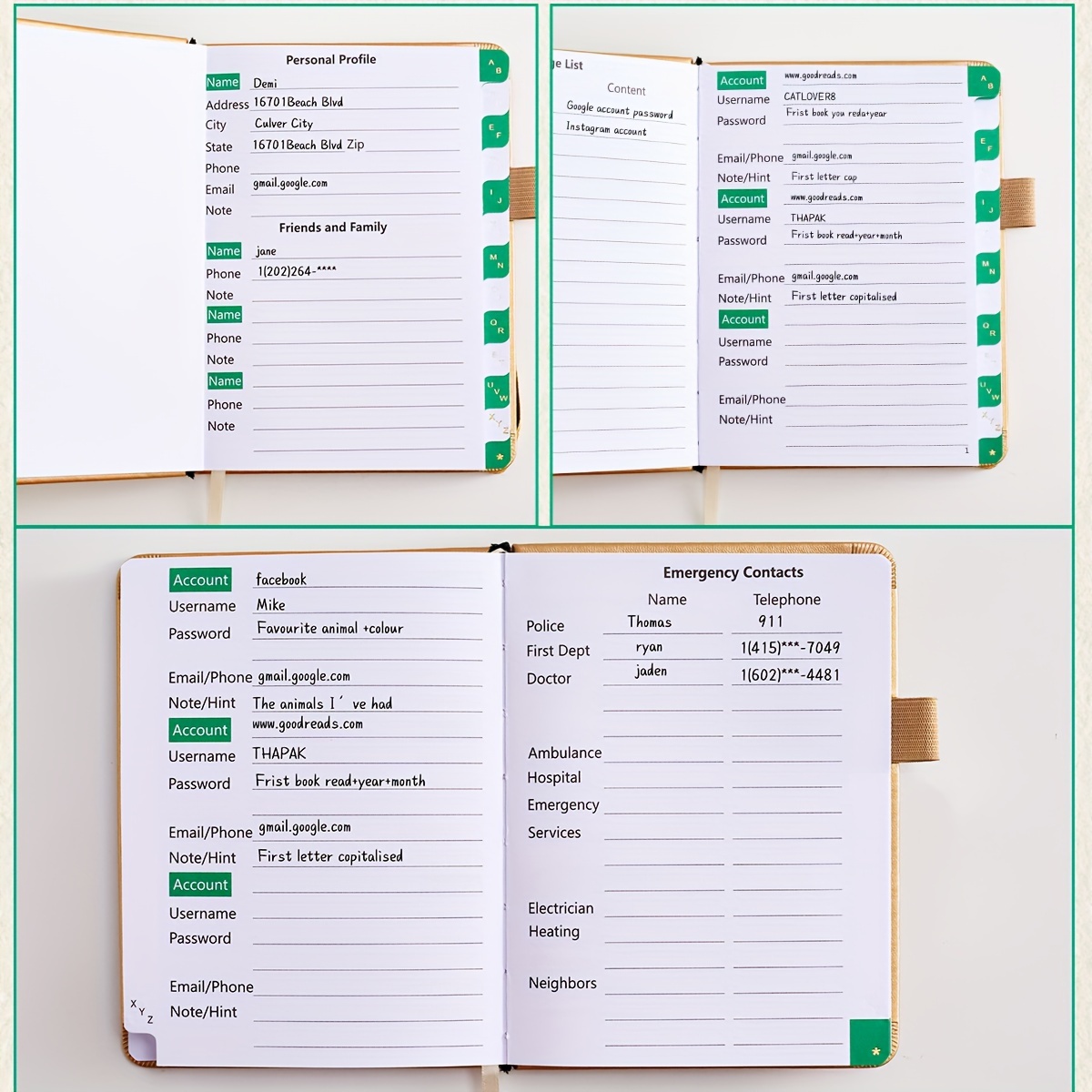 Mini Pocket Password Keeper with Alphabetical Tabs 4.7x6.1