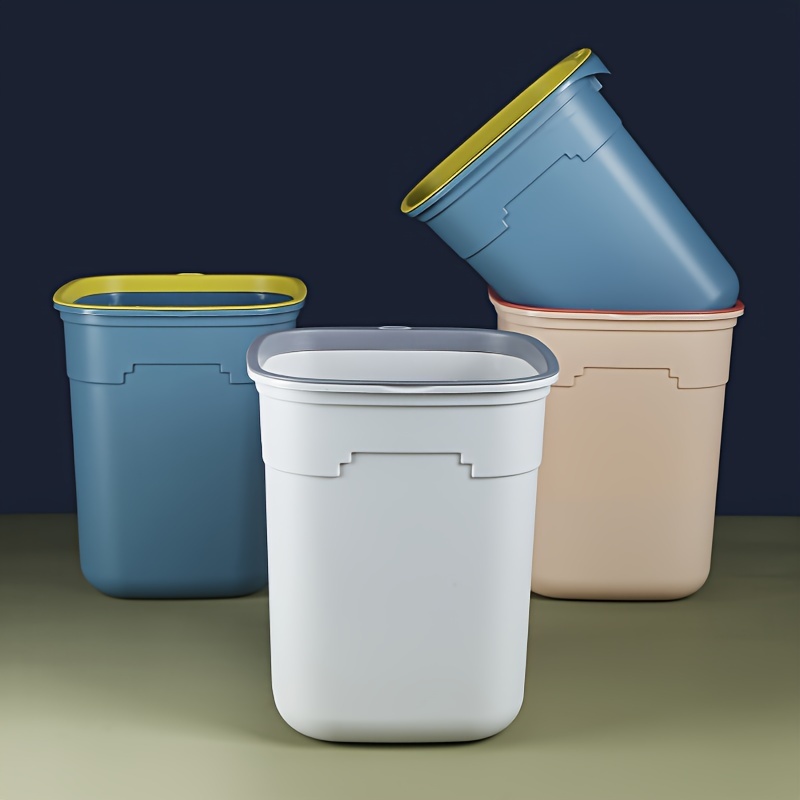 Household Trash Can With Pressure Ring For Toilet, Bathroom, Bedroom, Large  Capacity Garage Bin, Plastic Waste Basket - Temu