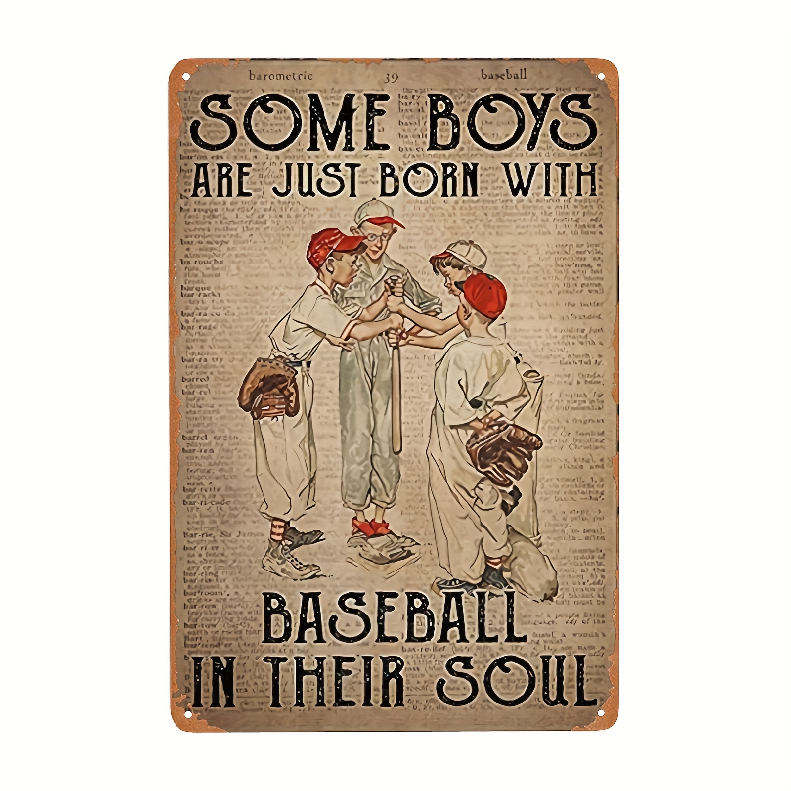  Letrero de metal para tienda de béisbol, letrero de hojalata  con texto en inglés Born to be Baseball Star para cafeterías, bares,  pubs, tiendas, letreros decorativos divertidos retro de 8 x