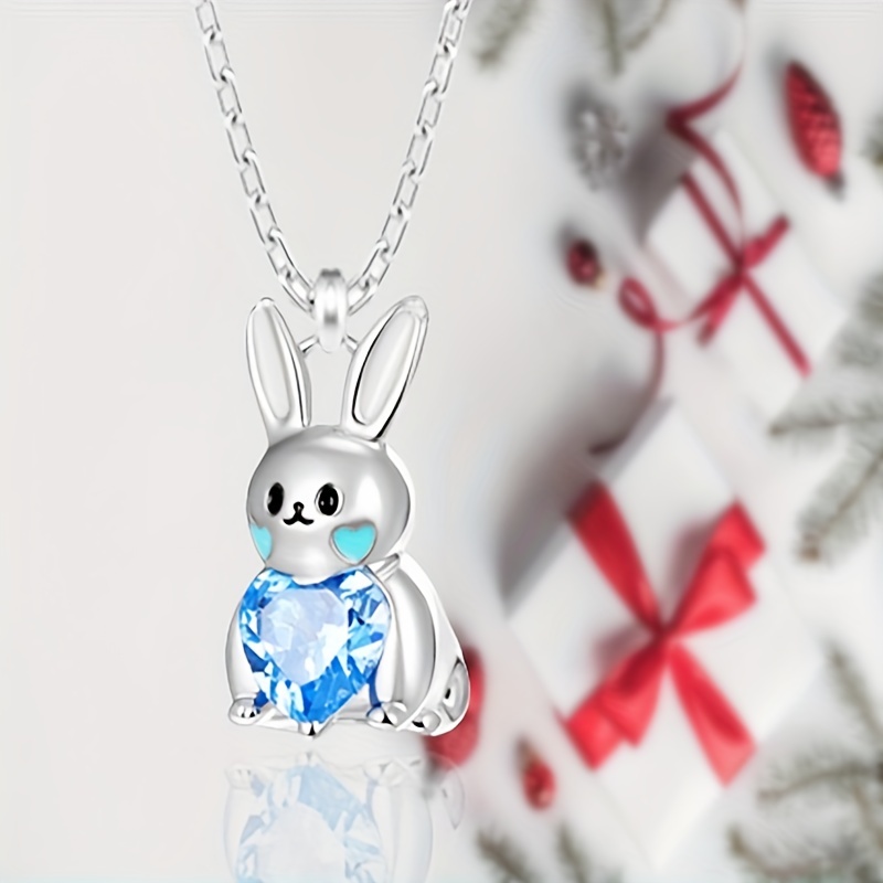 Cute Heart Sapphire Crystal Rabbit Pendant Necklace For Women Fashion  Women's Cartoon Rabbit Necklace Exquisite Girls Animal Party Jewelry Unique  Easter Bunny Accessories Christmas Gift - Temu