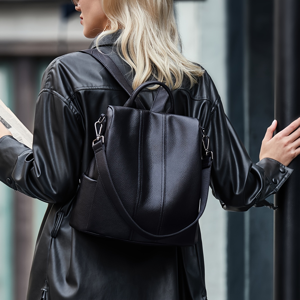YOMYM Leather Backpack Purse for Women Designer Travel Backpack
