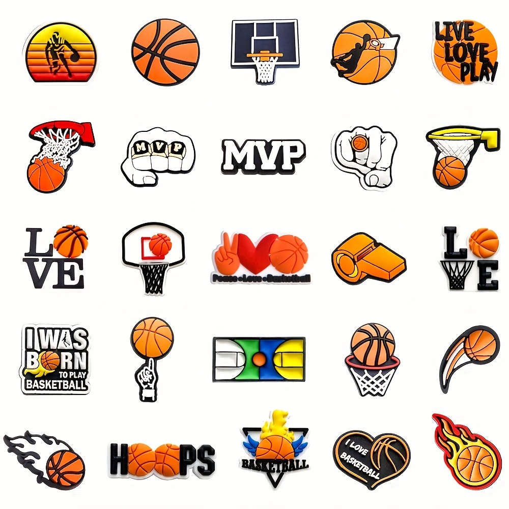 50pcs Sports Letters Numbers Charms for Croc Charms Shoe Decorations,Basketball Baseball Hockey Softball Soccer Football Gift for Boys Teens and