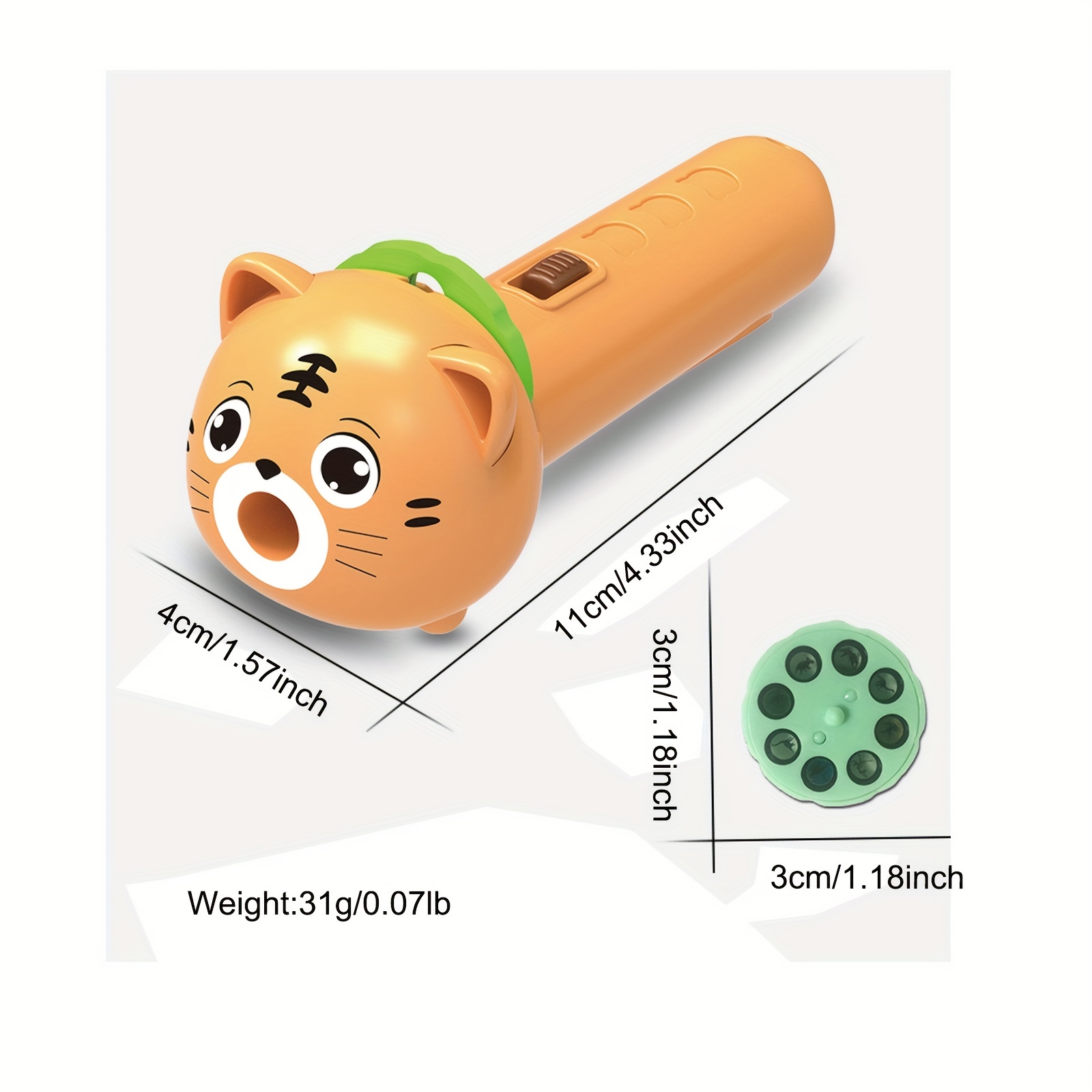  Lámpara de iluminación para niños, proyector de diapositivas,  lámpara de juguete de historia de proyección de historia, dispositivo de  cognición para niños, linterna divertida con patrón de animales, luz  nocturna interactiva