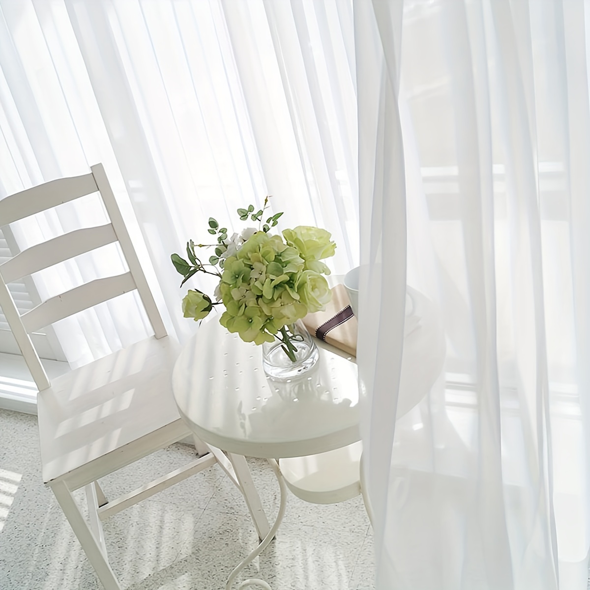 Translucent Sheer Curtain with Rod Pocket for Home Decor