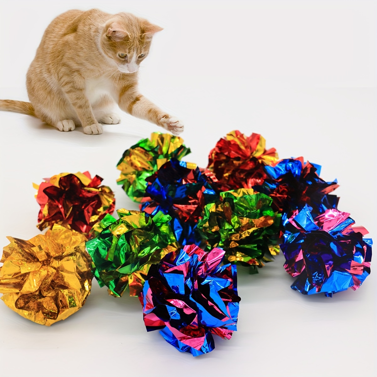 

5pcs/10pcs Random Color Crinkle Balls Cat Toys For Cat And Dog Amusement Toy Supplies