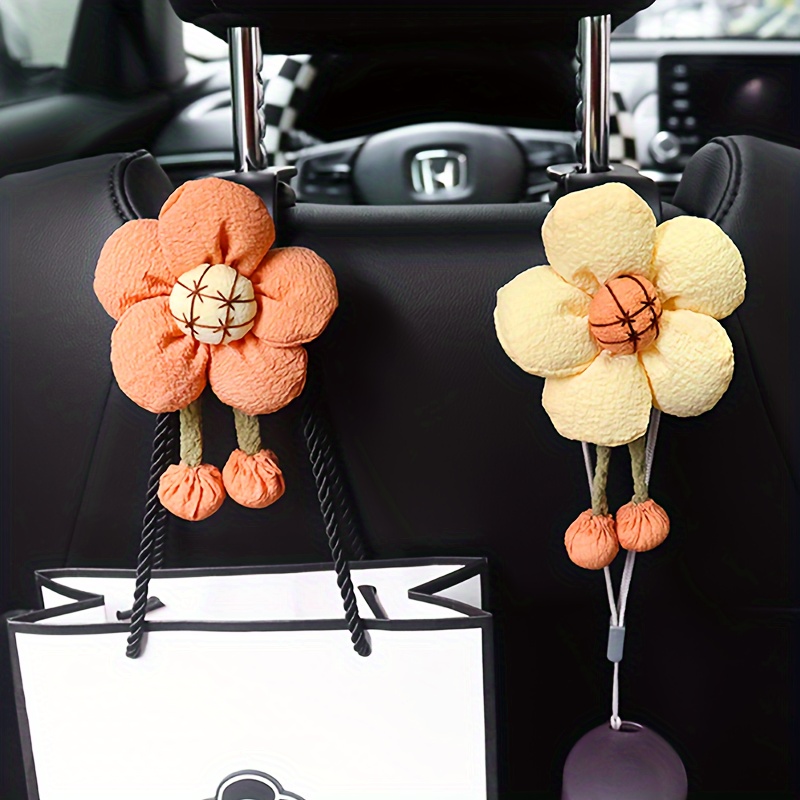Small Flower Leather Hook Car Seat Back Hook Car Hook Car - Temu