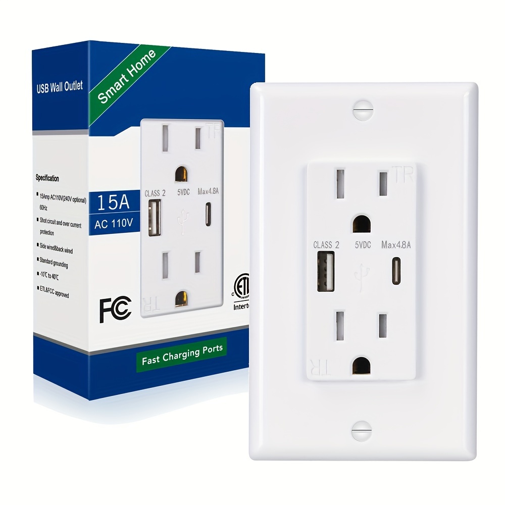  POWRUI 6-Outlet Extender with 2 USB Charging Ports, USB Wall  Charger, Surge Protector 2.4A, Night Light, 3-Sided Power Strip with  Adapter Spaced Outlets, ETL Certified, White : Electronics