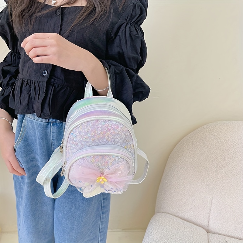 Mermaid Sequin Bow Kindergarten Shoulder Bag Girls Boys Backpack