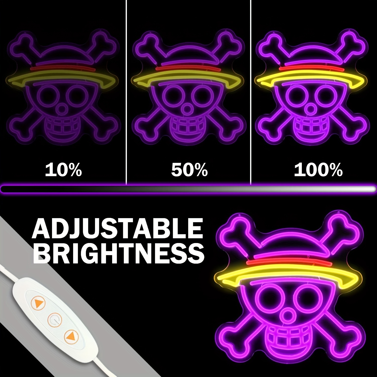  One Piece Anime Neon Signs Japanese Anime Luffy Skull Head  Flexible Night Light Sign Indoor Home Kids Teen Bedroom Wall Art Decor for  Bar Club Party Halloween Gifts : Tools