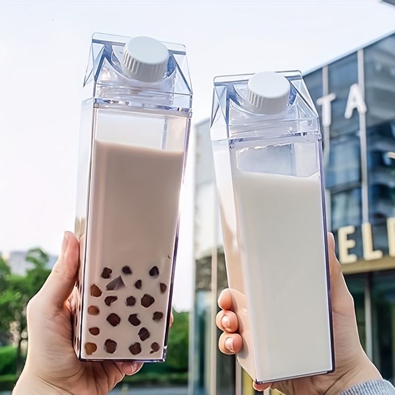 

1pc/2pcs, Stylish Milk Carton Water Bottle, Travel Friendly: Fits In Any Backpack And Car Cup Holders, Suitable For Cold Drinks, , Milk