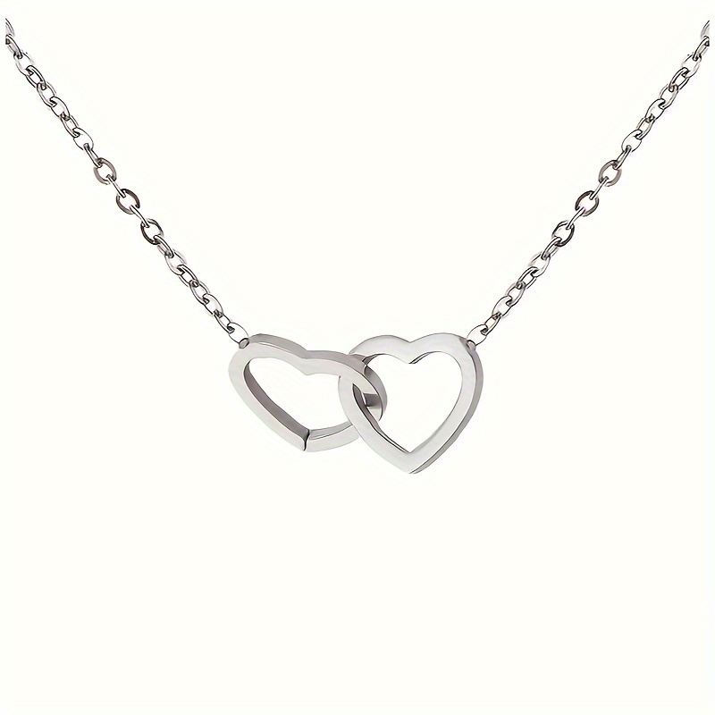18k Plated Simple Double Ring Love Heart Clavicle Chain - Temu Canada