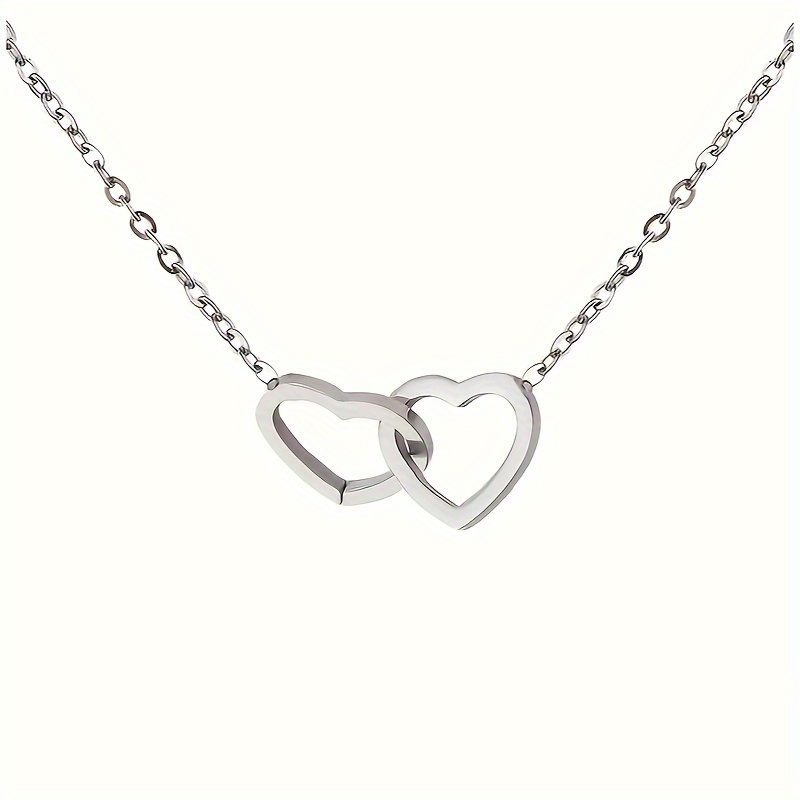 Collar De Doble Anillo De Amor De Acero Inoxidable Para Mujeres, Cadena De  Clavícula A Juego De Corazón A Corazón, Joyería De Lujo Regalo