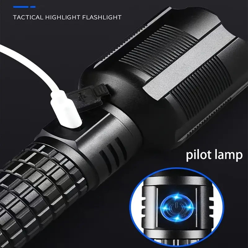 1pc High-power LED Strong Light, Scalable Waterproof Flashlight With 3 Adjustable Modes, USB Rechargeable Battery, Portable Camping Flashlight Without Batteries details 3