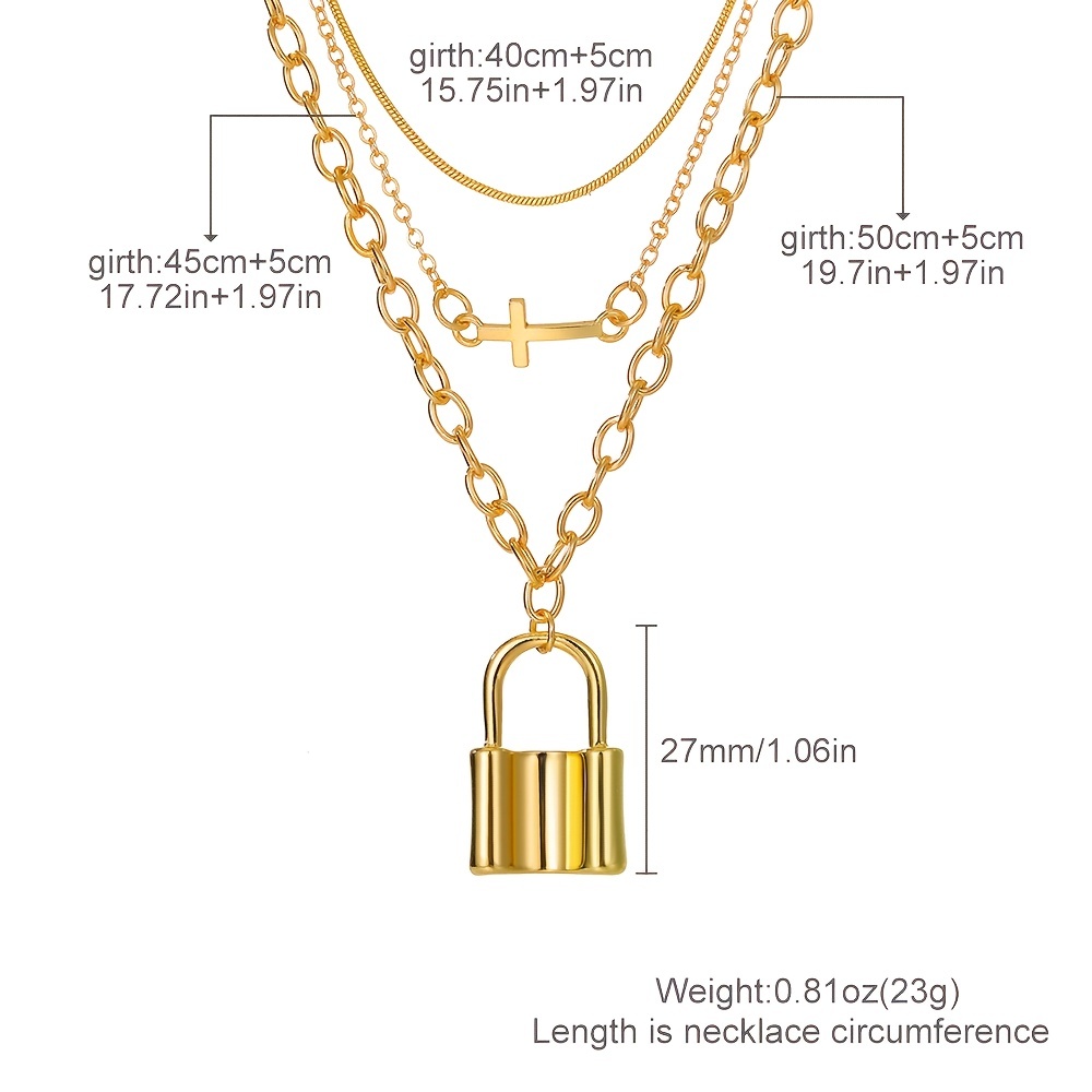 Lock Key Three Layer Necklace Multi Layer Neck Chain - Jewelry &  Accessories - Temu