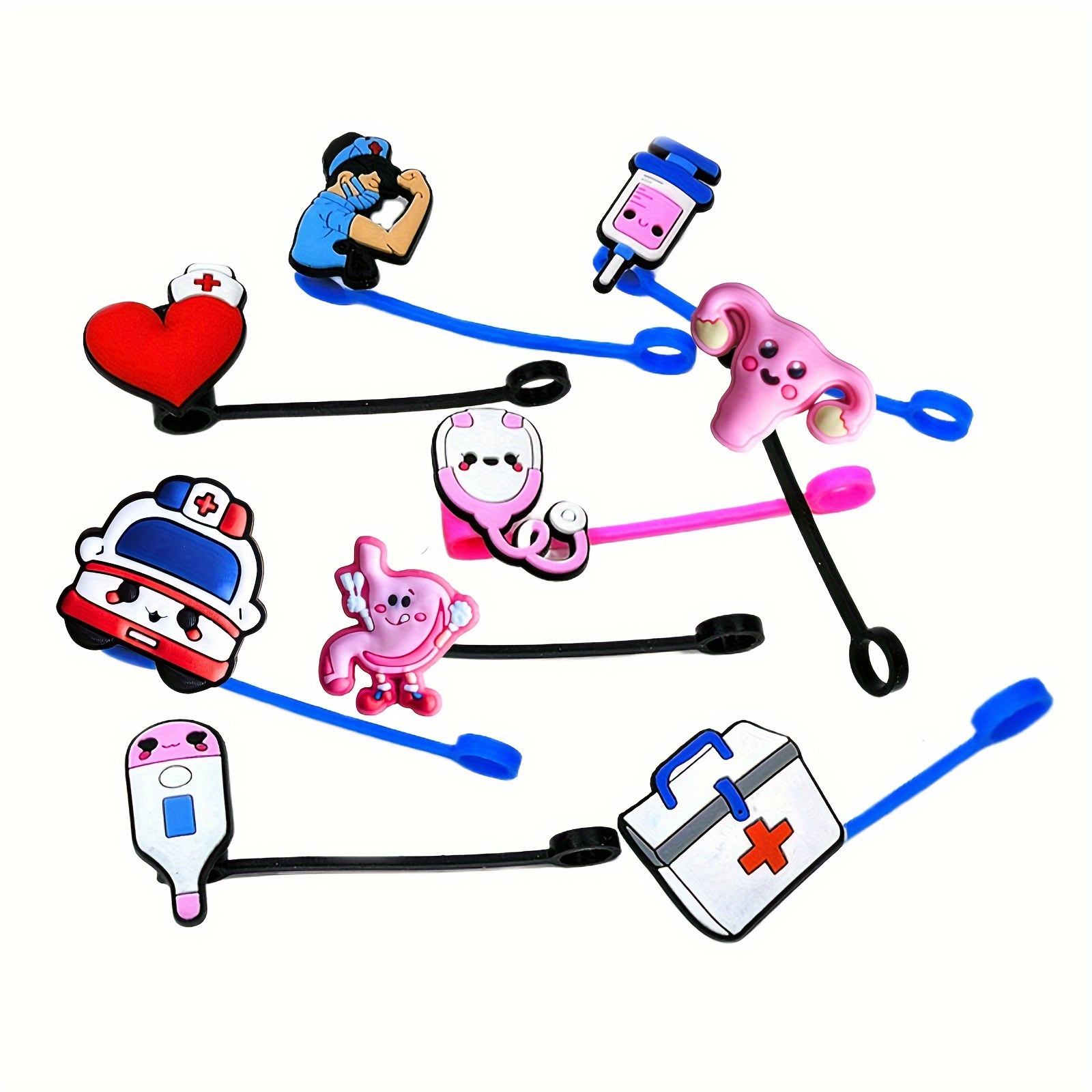 Reusable Silicone Straw Toppers Cute Cartoon Nursing Series - Temu