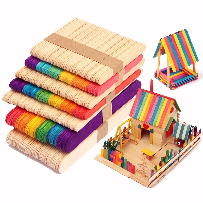 Colorful Ice Cream Stick, Popsicle Stick Creative DIY Handcraft Materials  Kindergarten Handcraft Small Wood Sticks