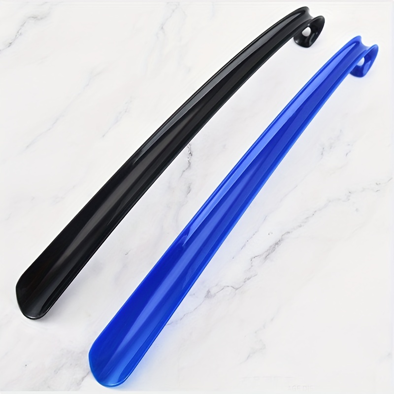 1pc Ergonomic Shoe Horn - 42cm Long, Thick Plastic, No-Bend Design for Easy Shoe Wear at Home or Hotel, Blue & Black Options