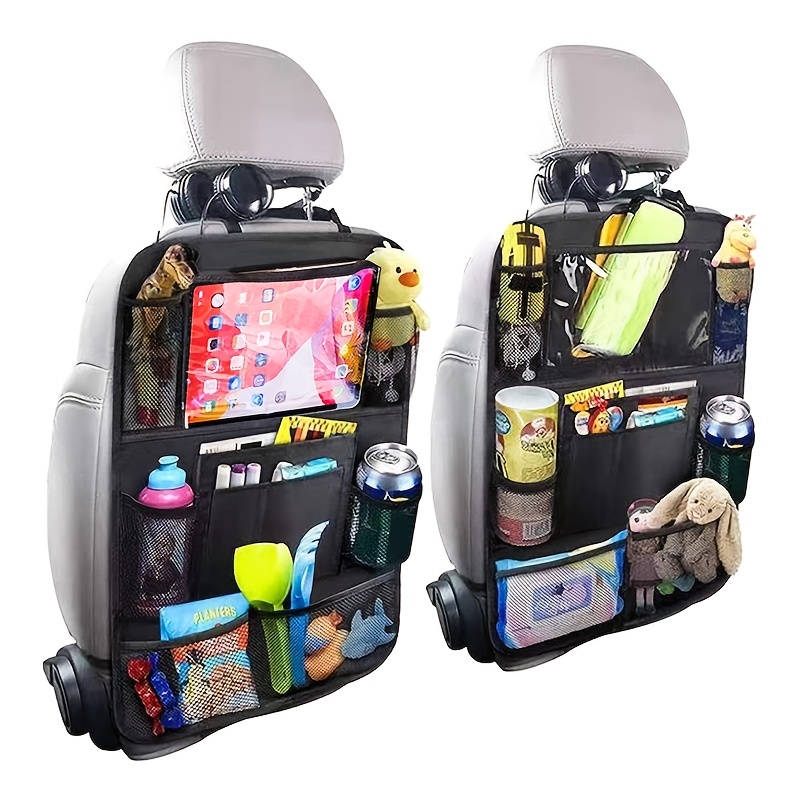 LUCMO Car Organiser Car Seat Organiser, Car Backseat Organiser with  Foldable Tray Table for up to 10.5 iPad, 6 Pockets, Kids Toy Storage, Water  Proof Back Seat Protector for Kids, Black,1pc 