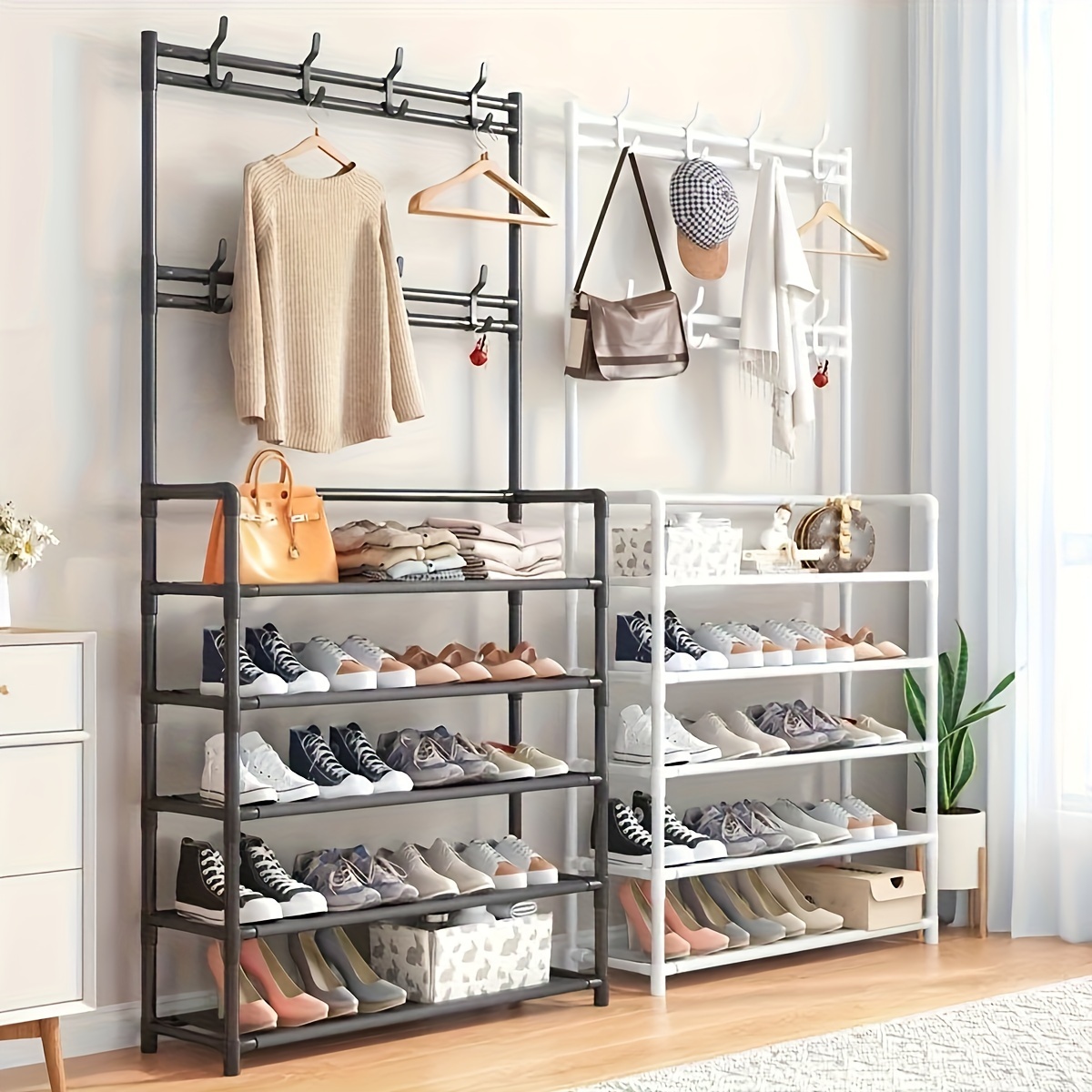 3-Layer Shoe Rack Cabinet Entryway Modern Shoe Storage Organizer Living Room