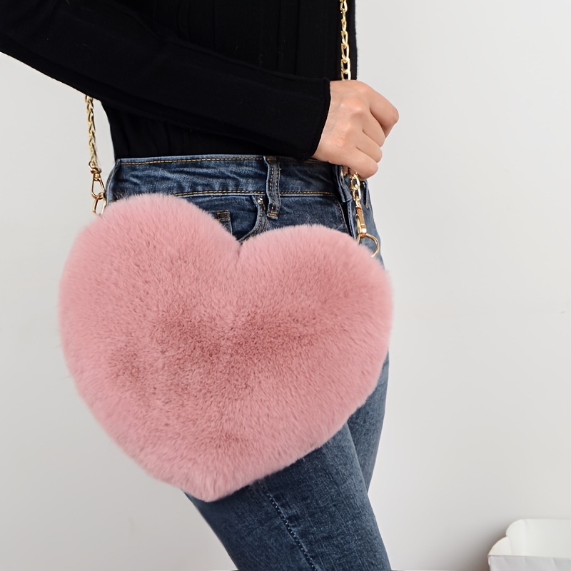 Girls Elegant Cute Creative Plush Heart Shaped Handbag Wallet Coin Purse  Soft Shoulder Bag Decorative Accessories Party Holiday Gift - Temu