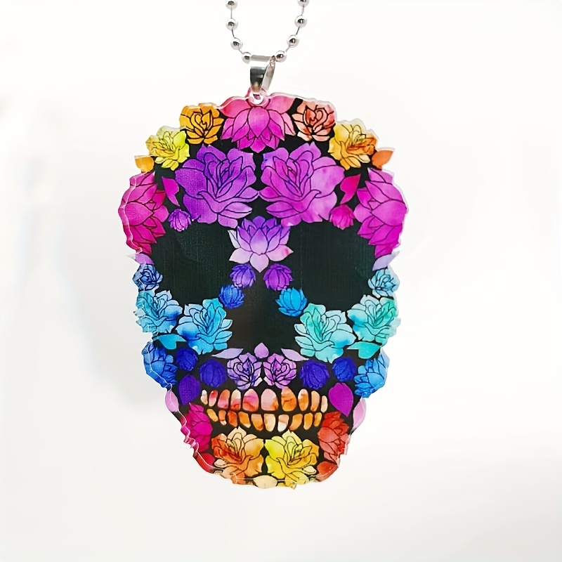 Day of the Dead Sugar Skull Beaded Car Charm Rear View Mirror Accessory