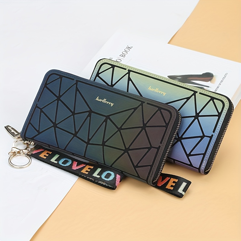 Geometric Pattern Pu Portable Ultra-Thin Minimalist 6-Card Holder