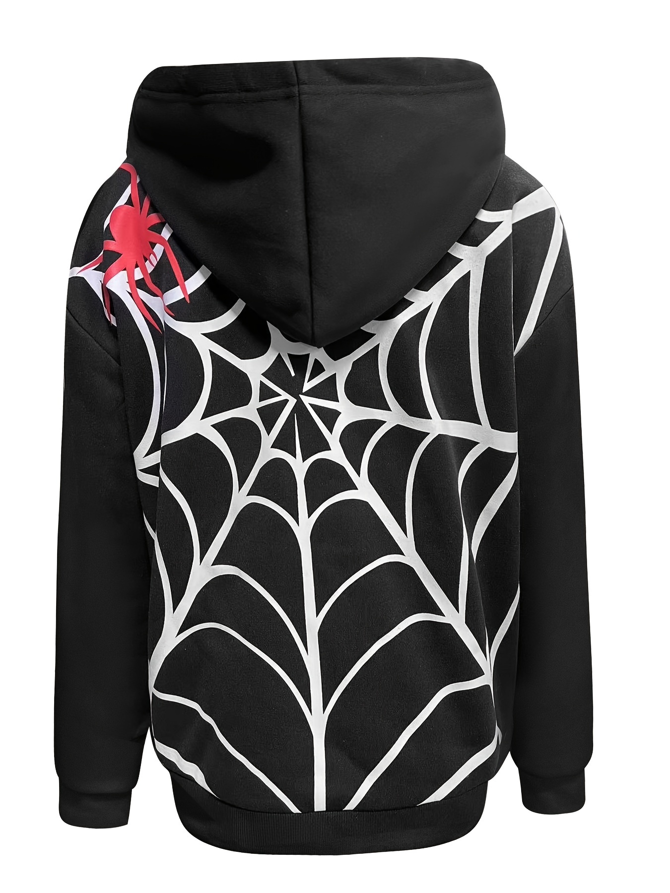 Y2k Spider Print Hoodies Hip Hop Zipper Long Sleeve Jacket Coats 並行輸入品