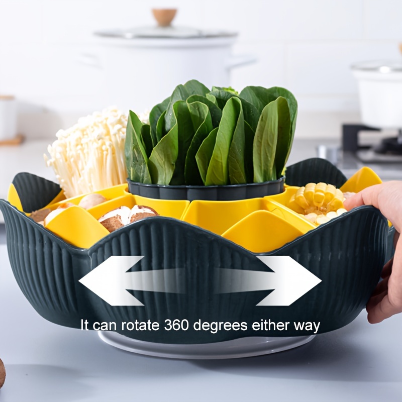 Household Drain Hot Pot Plate, Multi Grid Fruit Tray, Vegetable Tray For Hot  Pot, 360° Rotatable Multifunctional Draining Basket, Hot Pot Platter For  Home Restaurant, Kitchen Stuff - Temu