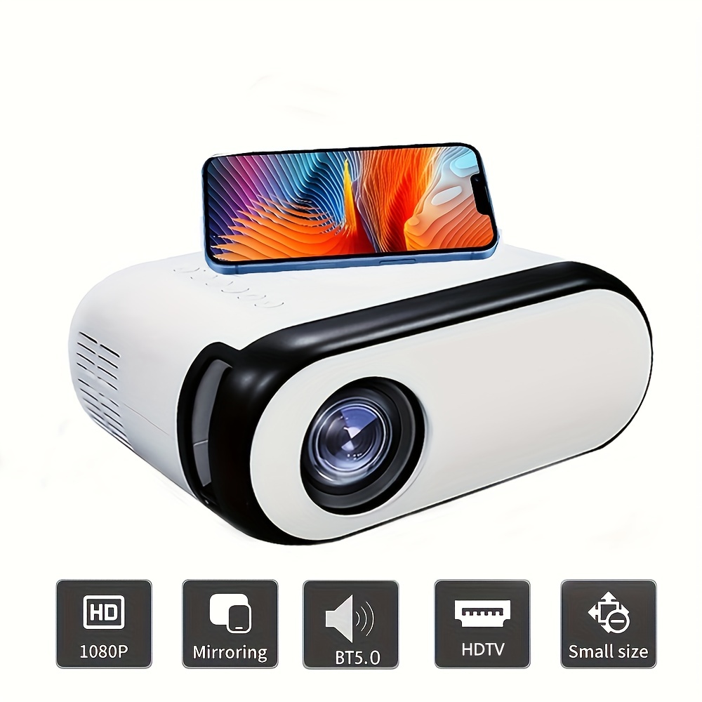 : Mini Projector Native 1080P, Smart Portable Projector with WiFi  and Bluetooth, Pocket Outdoor Projector for Phone 9500L Support Wireless  Video Travel, Compatible with iOS/Android/HDMI/USB（White） : Electronics