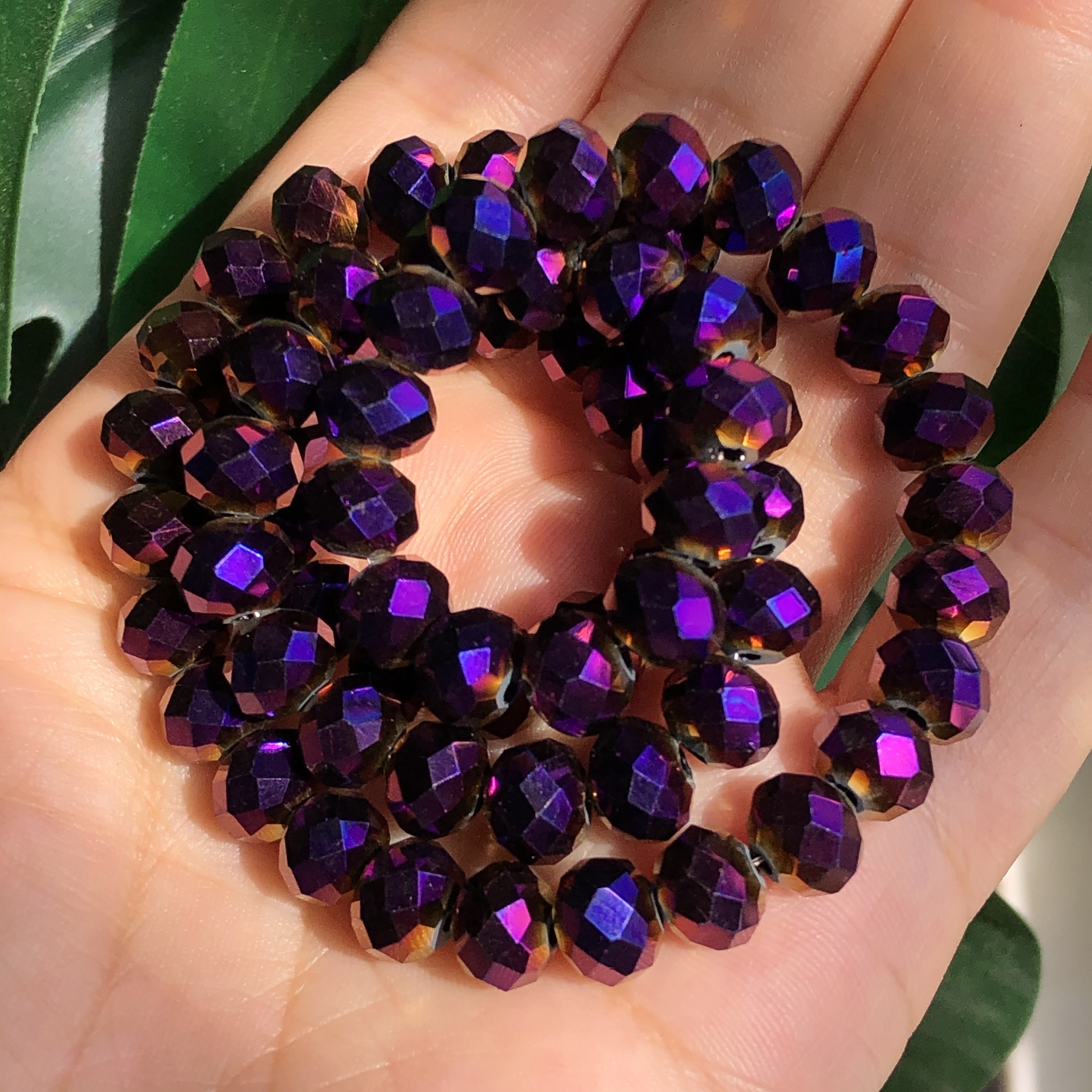 jusbeaut 265Pcs Purple Crystal Beads, Briollete Faceted Crystal Glass Beads  for Jewelry Making, 8mm DIY Bulk Glass Beads for Crafts, Faceted Crystal