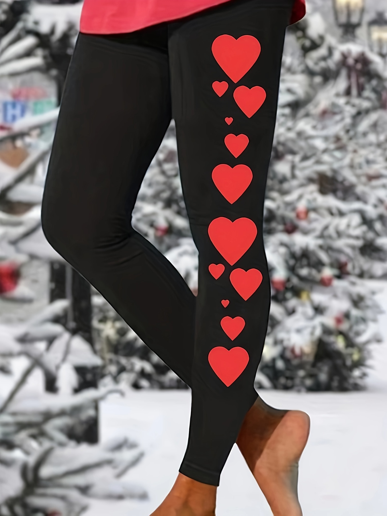 Limea Women's Valentine's Day Lovesy Stripes Print Leggings Skinny