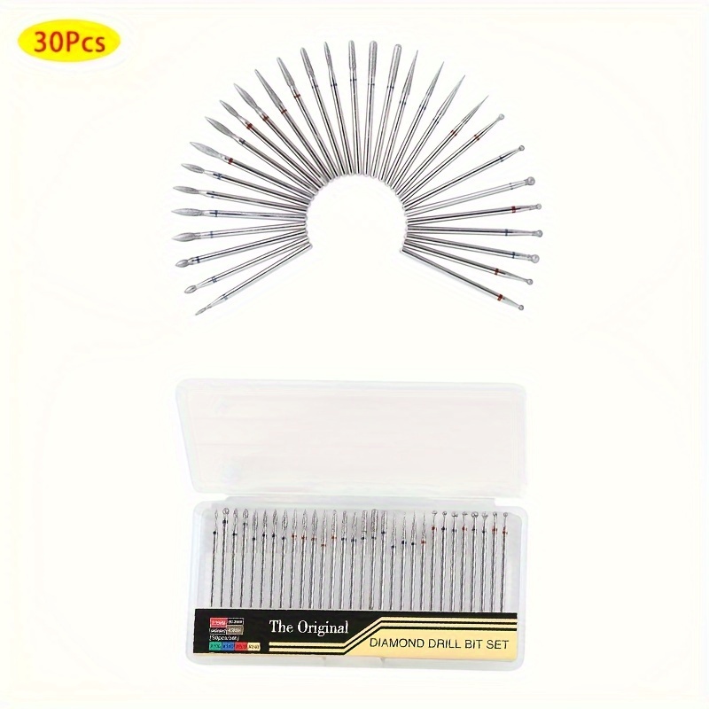 

30pcs/set Nail Drill Bits, 2.35mm Electric Rotary File Drill Bits For Manicure Pedicure, Nail And Cuticle Clean Grinding Polishing Peeling Drill Carving Tools
