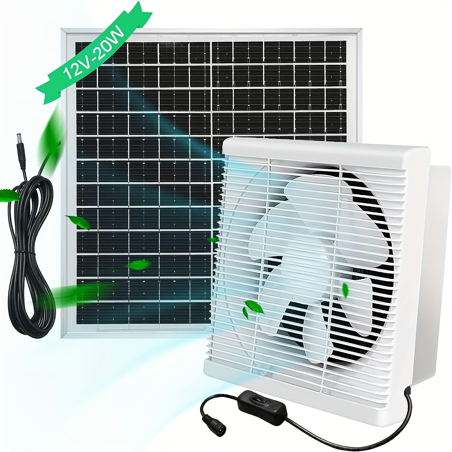 Solar Panel Fan Kit, 100W 12V Waterproof Solar Exhaust Fan Portable  Ventilator with Metal Protection Mesh Solar Powered Exhaust Fan for Chicken  Coops