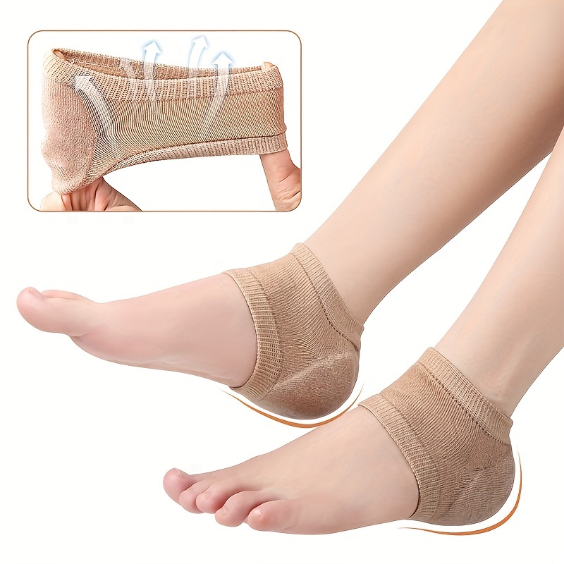 2pcs silicone moisturizing heel protectors in beige black Temu