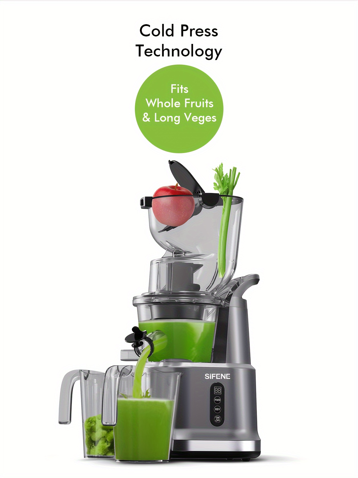 SiFENE Vertical Cold Press Juicer, Slow Masticating Juicer Machine