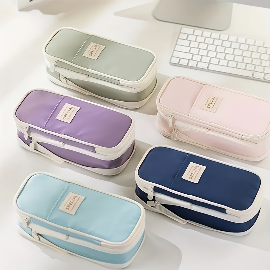 Macaron Pen Bag Retractable Large Bag Composite Cloth - Temu