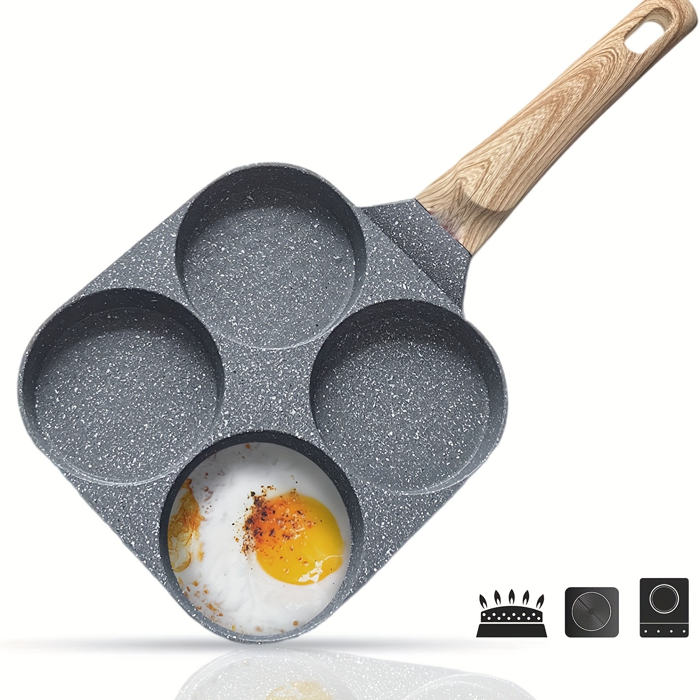 Non Stick Pot Cast Iron Four Hole Fried Eggs Stir Fried - Temu